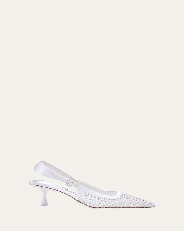 Amel Crystal Net Slingback Pumps